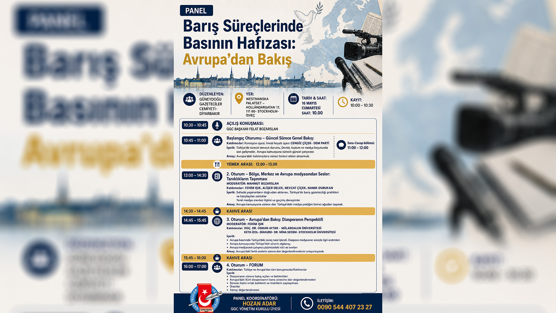 GGC İSVEÇ’TE “BARIŞ SÜREÇLERİNDE BASININ HAFIZASI” PANELİ DÜZENLİYOR